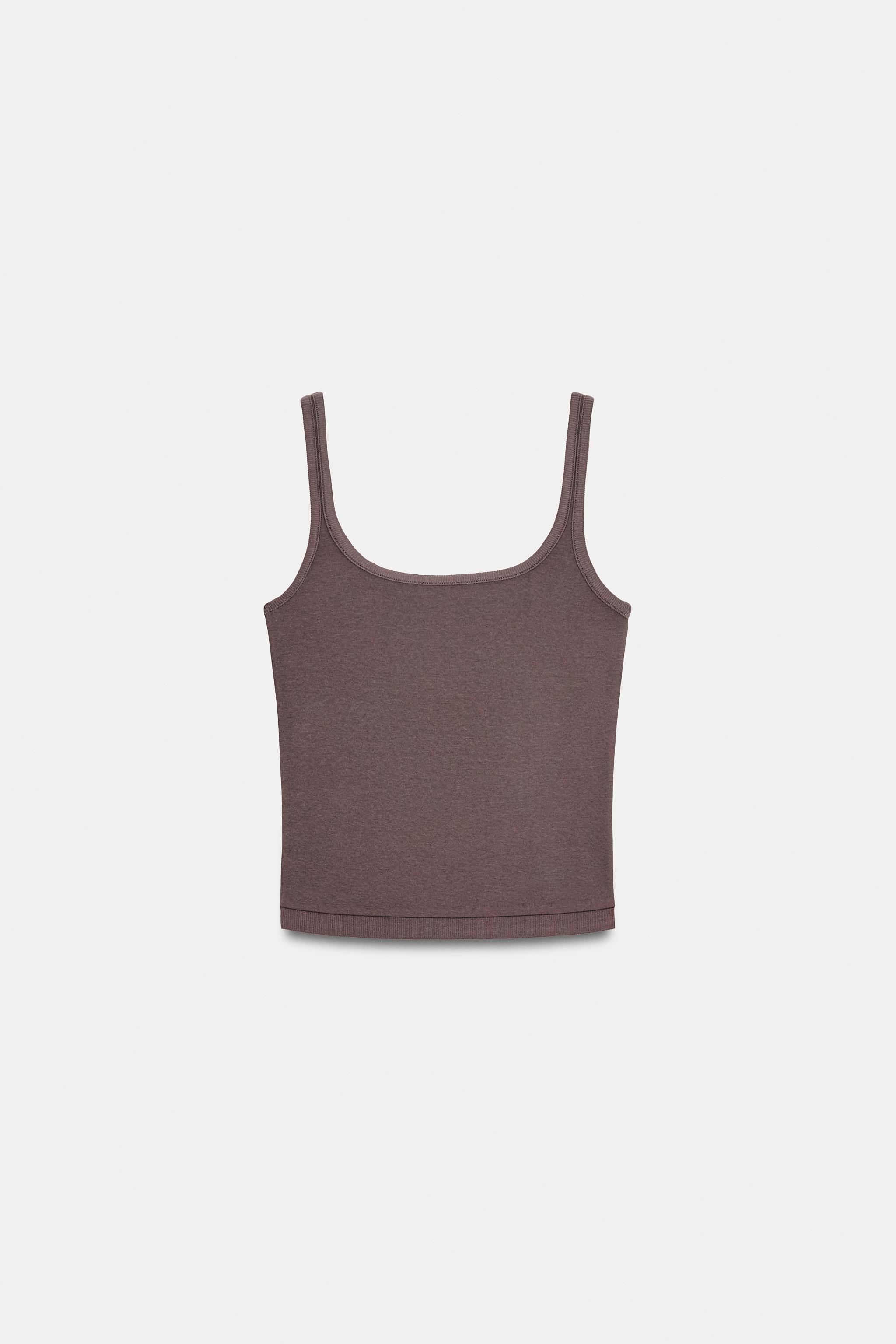 TOP À BRETELLES EN COTON ET MODAL